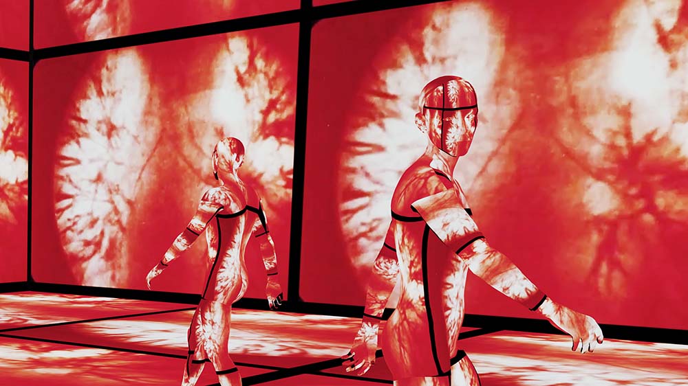 body vice, 360° video + 2-channel video installation, two 16:9 projections, Vr glasses, sound, 5:30 min.